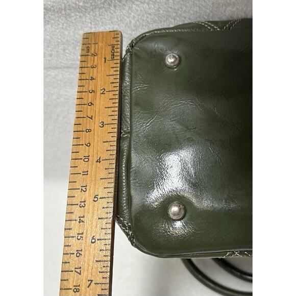 TIGNANELLO Dark Green Patent Pebbled Leather Satchel Bag - Picture 7 of 10